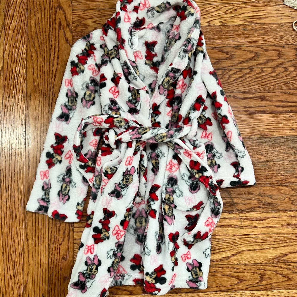 Disney Minnie Mouse Kids Pajama Robe - White and Red